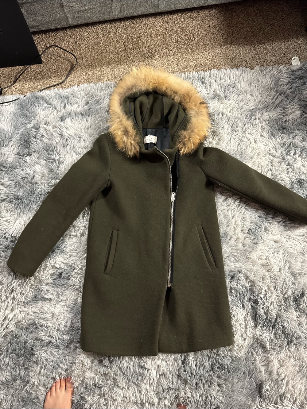 Sandro Will & Fur Green Peacoat